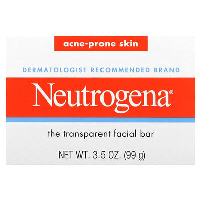 Neutrogena Прозрачное кусковое мыло для лица, для кожи, склонной к акне, 99г (3,5унции)