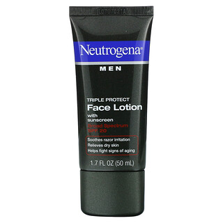 Neutrogena, Hombres, Loción facial de triple protección con bloqueador solar, SPF 20, 50 ml (1,7 fl oz)