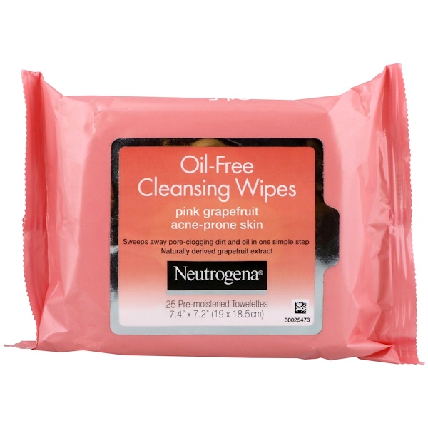 Neutrogena, Oil-Free Cleansing Wipes, Pink Grapefruit, 25 ...