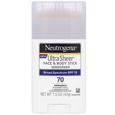 Neutrogena Ultra Sheer, карандаш для лица и кожи, солнцезащитное средство, SPF 70, 42 г (1,5 унции)
