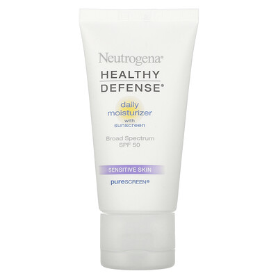 Neutrogena Healthy Defense, дневной увлажняющий солнцезащитный крем широкого спектра защиты для чувствительной кожи, SPF50, 50мл (1,7жидк. унции)