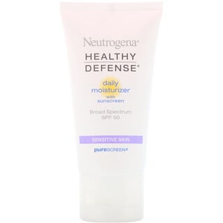 Neutrogena, Healthy Defense, дневной увлажняющий солнцезащитный крем широкого спектра защиты для чувствительной кожи, SPF 50, 50 мл (1,7 жидк. унции)