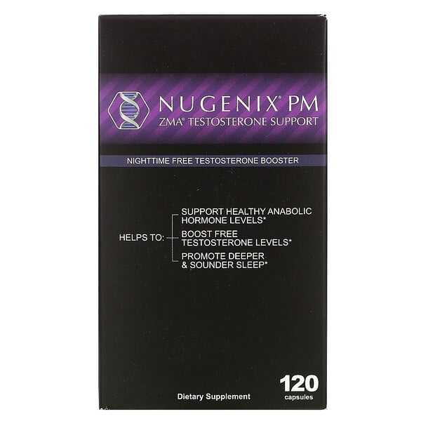 Nugenix, ZMA Testosterone Booster, Peningkat Testosteron Bebas untuk Malam Hari, 120 Kapsul