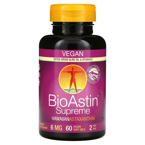 Nutrex Hawaii, BioAstin® Supreme, Hawaiian Astaxanthin, hawaiianisches Astaxanthin, 6 mg, 60 vegane Weichkapseln