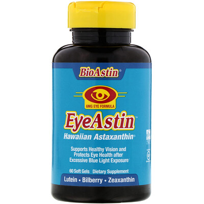 Nutrex Hawaii BioAstin, EyeAstin, Hawaiian Astaxanthin, 6 mg, 60 Softgels