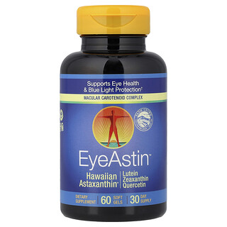 Nutrex Hawaii, BioAstin®, EyeAstin™, Astaxantina hawaiana, 60 cápsulas blandas
