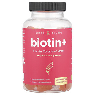 NutraChamps, Biotin+, gemischte Beeren, 60 Gummibärchen