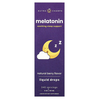 NutraChamps, Melatonina em Gotas, Fruto Silvestre Natural, 60 ml (2 oz)