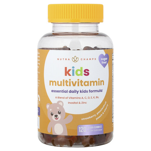 Nutrachamps NutraChamps, Kids Multivitamin Gummies, Strawberry, Passionfruit, Peach & Cherry, 120 Vegan Gummies
