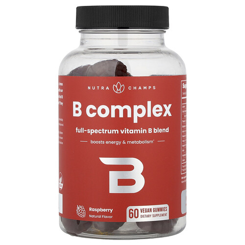 NutraChamps, B-Komplex-Gummies, Himbeere, 60 vegane Gummies