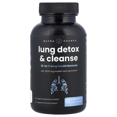 NutraChamps, Desintoxicación y limpieza pulmonar, 60 cápsulas veganas