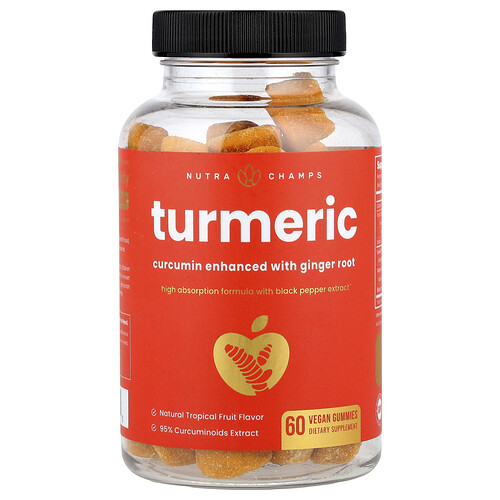 Nutrachamps Turmeric Gummies, Natural Tropical Fruit, 60 Vegan Gummies
