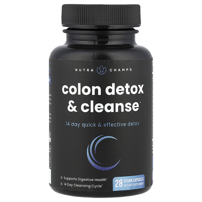 NutraChamps, Desintoxicación y limpieza del colon, 28 cápsulas veganas