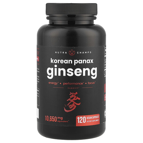 Nutrachamps Korean Panax Ginseng, 120 Vegan Capsules (532.5 mg Capsule Each)