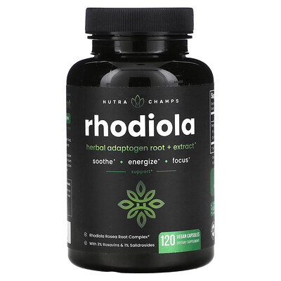 NutraChamps, Rodiola, 120 cápsulas veganas (300 mg por cápsula)