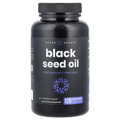NutraChamps, Aceite de semilla de comino negro, 120 cápsulas veganas