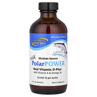 North American Herb & Spice, 野生 PolarPower，真实维生素 D-Plus，含维生素 A 和 Omega-3，8 液量盎司（240 毫升）