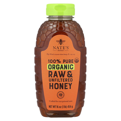 Nate's Honey, 100% Pure Organic Honey, Raw & Unfiltered, 16 oz (454 g)
