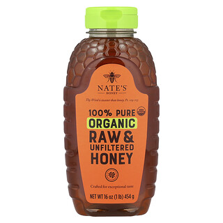 Nate's Honey, 100% Pure Organic Honey, Raw & Unfiltered, 16 oz (454 g)