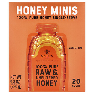 Nate's Honey, Mini miel 100 % pur, 20 sachets, 14 g pièce