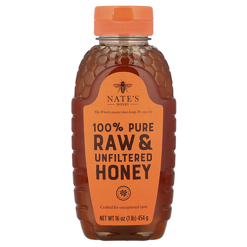 iHerb UK - Nate's Honey , 100% Pure Honey, Raw & Unfiltered, 16 Oz (454 G)