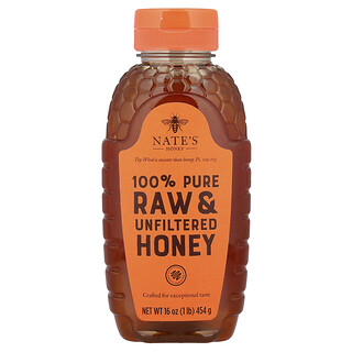 Nate's Honey, 100% pure honing, rauw en ongefilterd, 454 g (16 oz)