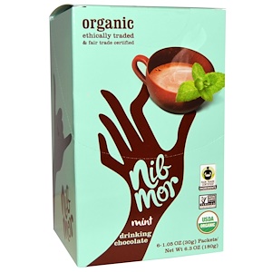Купить Nibmor, Органический Шоколадный напиток с мятой, 6 пакетов по 1,05 унции (30 г)  на IHerb