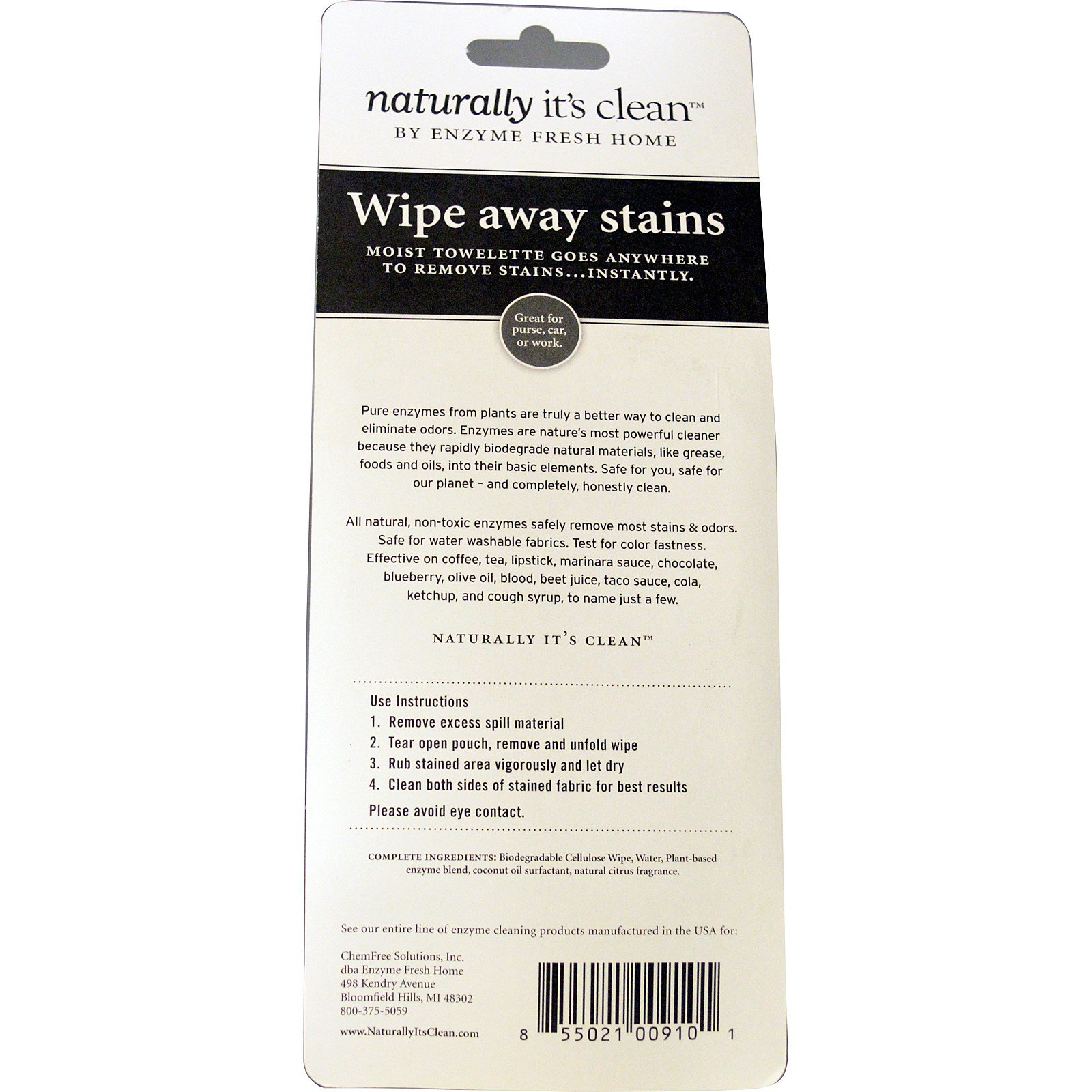 Naturally It's Clean, Stain Eraser, 5 Biodegradable Wipes iHerb