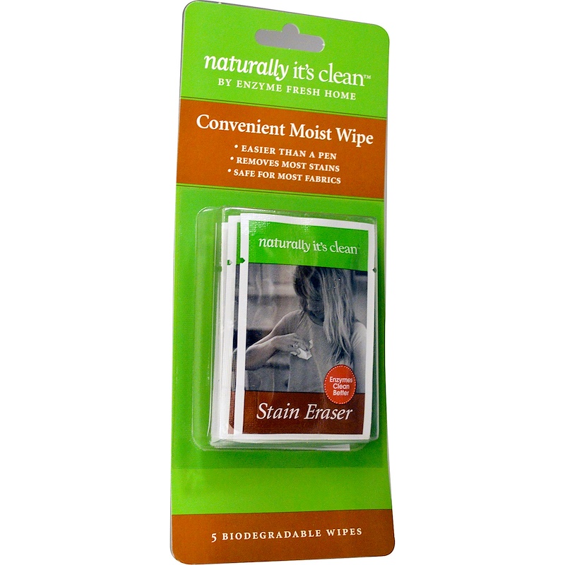 Naturally It's Clean, Stain Eraser, 5 Biodegradable Wipes iHerb