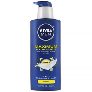 Nivea, Men, Maximum Hydration, 3-in-1 Nourishing Lotion, Aloe Vera, 16.9 fl oz (500 ml)