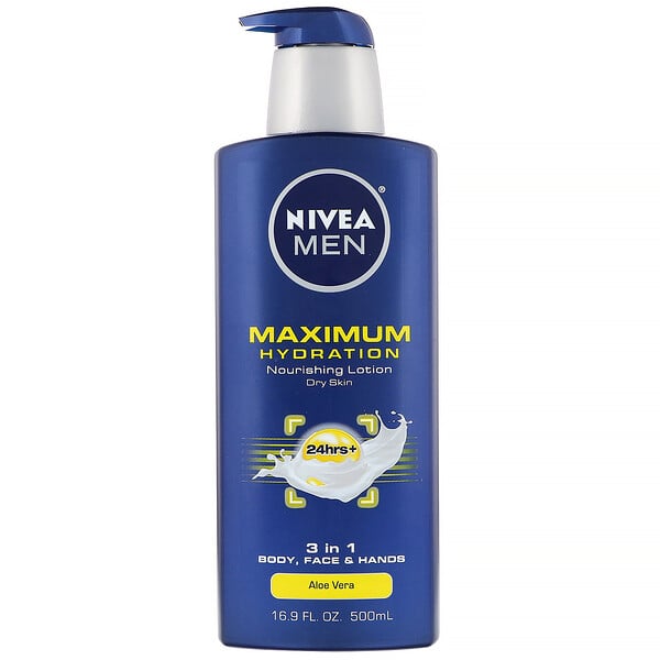 Men, Maximum Hydration, 3-in-1 Nourishing Lotion, Aloe Vera, 16.9 fl oz (500 ml)