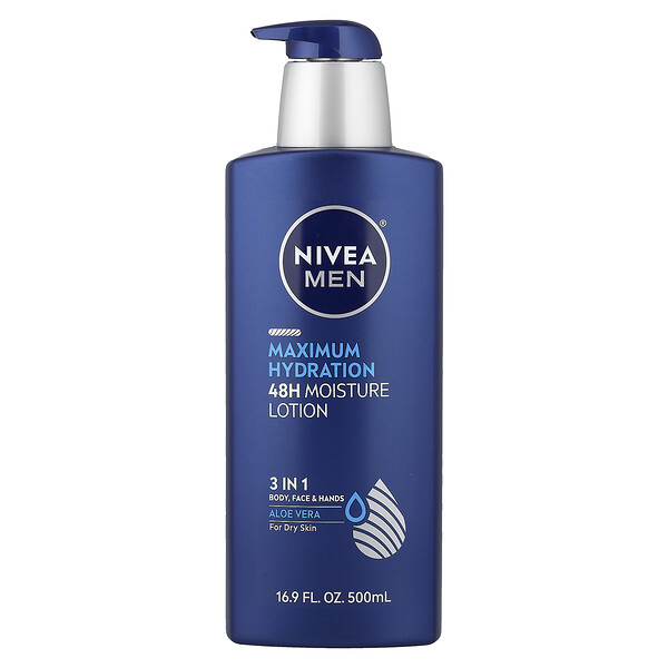 Nivea Men, Maximum Hydration, 48H Moisture Lotion, For Dry Skin, 16.9 fl oz (500 ml)