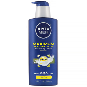 Отзывы о Нивеа, Men, Maximum Hydration, 3-in-1 Nourishing Lotion, Aloe Vera, 16.9 fl oz (500 ml)
