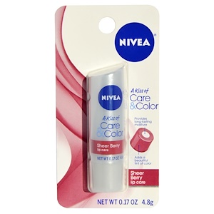 Отзывы о Нивеа, A Kiss of Care & Color, Sheer Berry Lip Care, 0.17 oz (4.8 g)