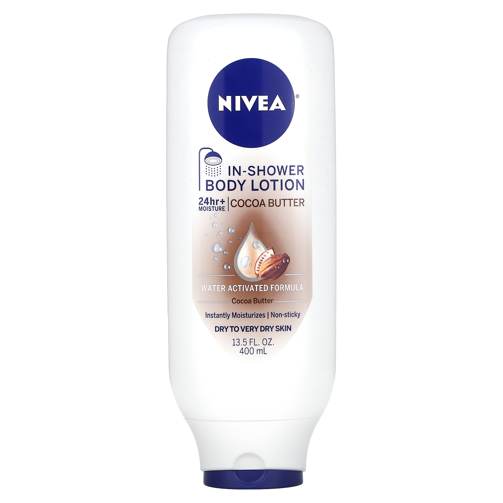 Nivea, インシャワー ボディローション、 ココアバター、 13.5 fl oz (400 ml)