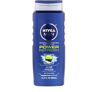 Отзывы о Нивеа, Men 3-in-1 Body Wash, Power Refresh, 16.9 fl oz (500 ml)