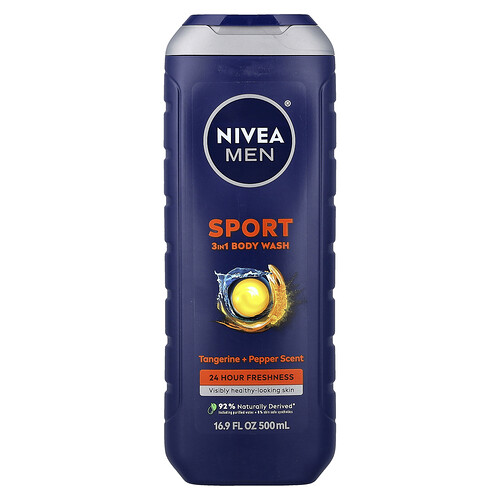 Nivea Men Sport 3 in 1 Body Wash Tangerine + Pepper 16.9 fl oz (500 ml)