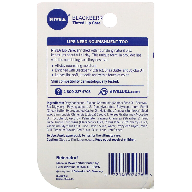 Nivea, Tinted Lip Care, Blackberry, 2 Pack, 0.17 oz (4.8 g) Each iHerb