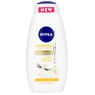 Купить Nivea Pampering Body Wash, Vanilla and Sweet Cream, 20 fl oz (591 ml)