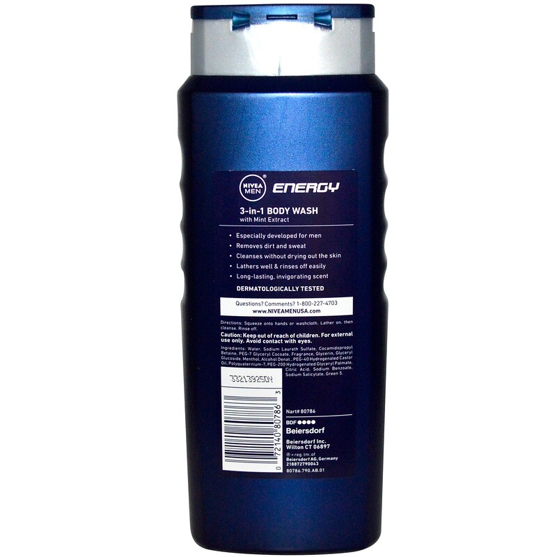 Nivea Men 3 In 1 Body Wash Energy 169 Fl Oz 500 Ml Iherb