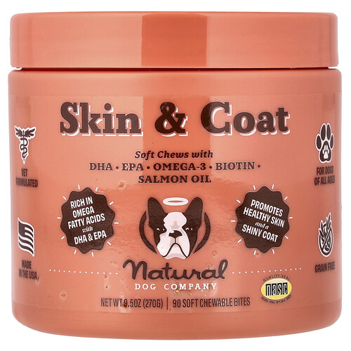 Photos - Dog Medicines & Vitamins Natural Dog Company , Skin & Coat, For Dogs, All Ages, 90 Soft Chewable Bites, 9.5 oz  NLD-00061 (270 g)