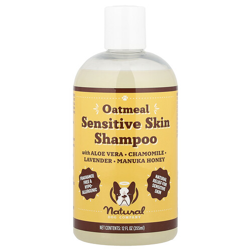 Natural Dog Company, Shampooing à l'avoine pour peaux sensibles, Pour chiens, Sans parfum, 355 ml
