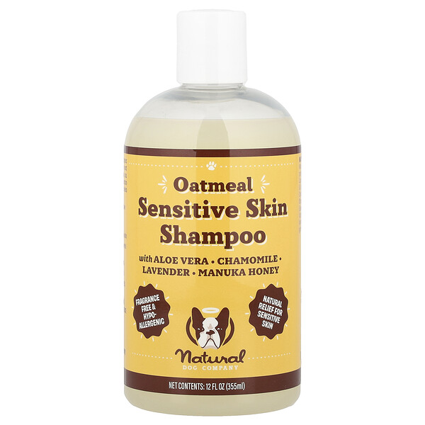 Natural Dog Company Oatmeal Sensitive Skin Shampoo, For Dogs, Fragrance Free, 12 fl oz (355 ml)