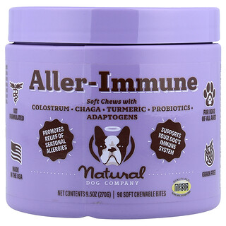 Natural Dog Company, Aller-Immune, pre psy všetkých vekových kategórií, 90 mäkkých žuvacích kúskov, 270 g