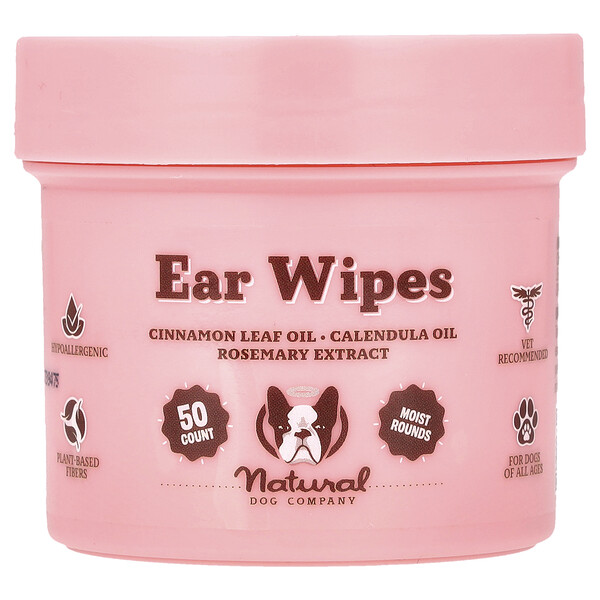 Natural Dog Company Ear Wipes, 50 Count