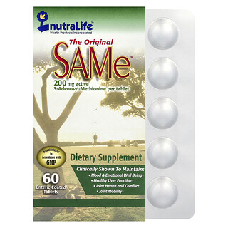 NutraLife, SAMe, 200 mg, 60 comprimés à enrobage entérique