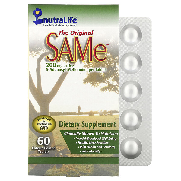 NutraLife‏, The Original SAMe, מכיל 200 מ"ג, 60 טבליות עם ציפוי אנטרי