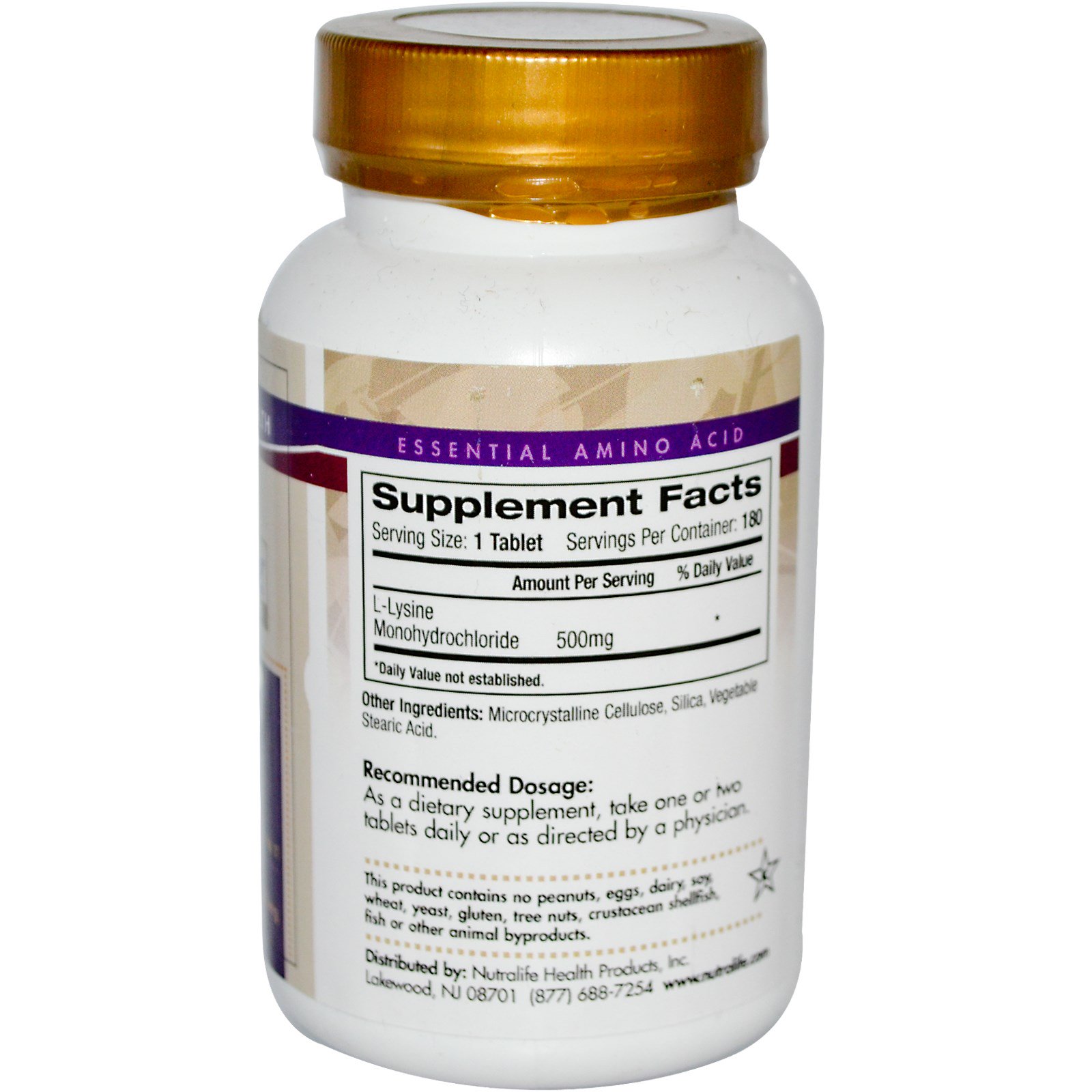 NutraLife, LLysine Hydrochloride, 500 mg, 180 Tablets iHerb