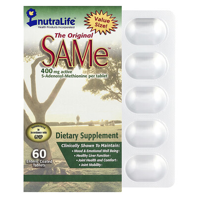 NutraLife, SAMe, 400 mg, 60 comprimidos con recubrimiento entérico