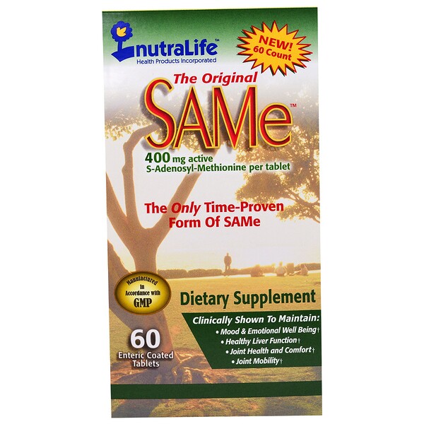 The Original SAMe (S-аденозилметионин), 400 мг, 60 капсуловидных таблеток, покрытых кишечнорастворимой оболочкой